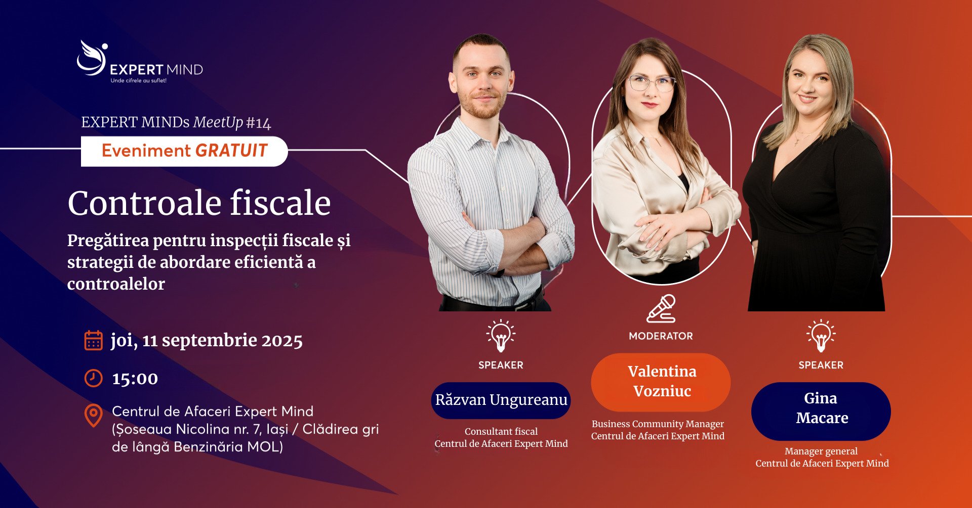 EXPERT MINDs Meetup #14 Controale Fiscale – Pregătirea pentru inspecții fiscale și strategii de abordare eficientă a controalelor